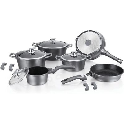 RoyaltyLine Casseroles ES2014M Gris Argent 14 Pièces - Ensemble de cuisson - Publicité RoyaltyLine Casseroles ES2014M Gris Argent 14 Pièces - Ensemble de cuisson - Publicité