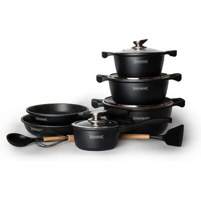 Royalty Line RL-BS1010M Ensemble de 10 pièces de batterie de cuisine en céramique - Publicité Royalty Line RL-BS1010M Ensemble de 10 pièces de batterie de cuisine en céramique - Publicité