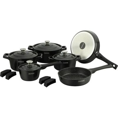 Ensemble de Casseroles et Poêles en Marbre Royalty Line - 14 pièces - Noir - Publicité Ensemble de Casseroles et Poêles en Marbre Royalty Line - 14 pièces - Noir - Publicité