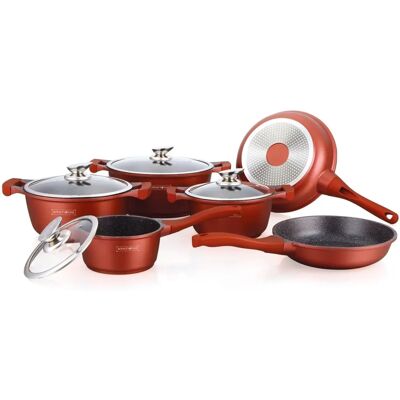 Set de Casseroles Royalty Line RL-BS1010M 13 pièces en céramique Bourgogne - Ensemble de Cuisine - Publicité Set de Casseroles Royalty Line RL-BS1010M 13 pièces en céramique Bourgogne - Ensemble de Cuisine - Publicité