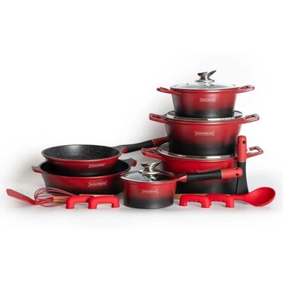 Set de cuisine Royalty Line 17 pièces en aluminium avec revêtement en marbre - Publicité Set de cuisine Royalty Line 17 pièces en aluminium avec revêtement en marbre - Publicité
