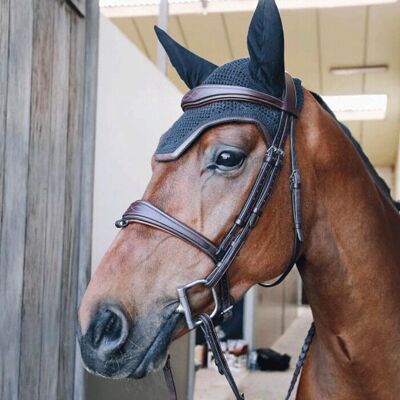 Kentucky Horsewear Wellington Leder Fliegenmütze - Fliegenabwehr Kentucky Horsewear Wellington Leder Fliegenmütze - Fliegenabwehr
