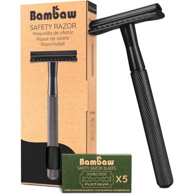Afeitadora de acero inoxidable negro Bambaw - Seguridad para hombres y mujeres Afeitadora de acero inoxidable negro Bambaw - Seguridad para hombres y mujeres