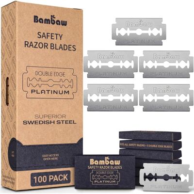Bambaw 100 Lâminas de Barba - Lâminas de Segurança de Dobramento Duplo Bambaw 100 Lâminas de Barba - Lâminas de Segurança de Dobramento Duplo