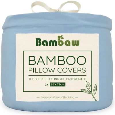 Capas de almofada de seda vegana Bambaw - Azul - Conjunto de roupa de cama Capas de almofada de seda vegana Bambaw - Azul - Conjunto de roupa de cama