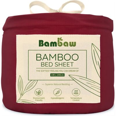 Bambaw Borgonha Lençol de bambu ajustado - Lençol de bambu Bambaw Borgonha Lençol de bambu ajustado - Lençol de bambu