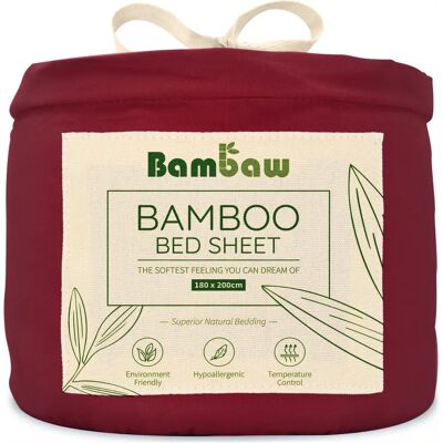 Lençol de proteção de bambu - 180x200 - Bordô - Protetor de colchão Lençol de proteção de bambu - 180x200 - Bordô - Protetor de colchão