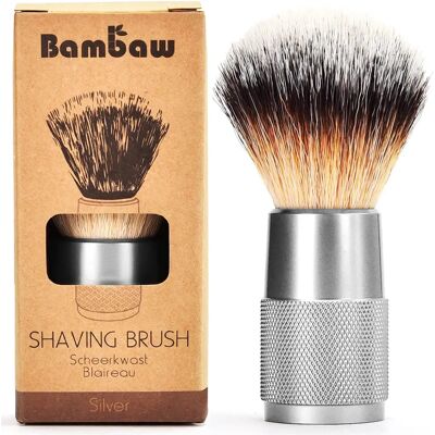 Bambaw Pincel de Barbear Vegano em Nylon Prateado - Pincel de Barbear Bambaw Pincel de Barbear Vegano em Nylon Prateado - Pincel de Barbear
