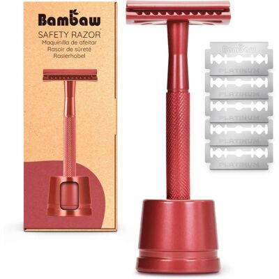 Barbeador de Segurança de Duas Lâminas Bambaw com Suporte - Ecológico Barbeador de Segurança de Duas Lâminas Bambaw com Suporte - Ecológico