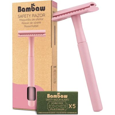 Bambaw Navalha de Segurança de Metal Rosa - Navalha de segurança Bambaw Navalha de Segurança de Metal Rosa - Navalha de segurança