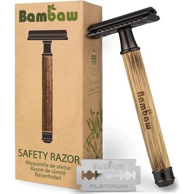 Barbeador de Segurança de Bambu Bambaw Slim Dark - Eco-Friendly Lâmina Dupla para Homens e Mulheres Barbeador de Segurança de Bambu Bambaw Slim Dark - Eco-Friendly Lâmina Dupla para Homens e Mulheres