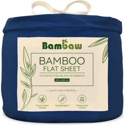 Lençol de Algodão Bambaw Azul Marinho - Respirável e Hipoalergênico Lençol de Algodão Bambaw Azul Marinho - Respirável e Hipoalergênico