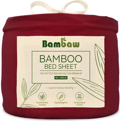 Sábana bajera de bambú - Borgoña - 90x200 - Cubrecama Sábana bajera de bambú - Borgoña - 90x200 - Cubrecama