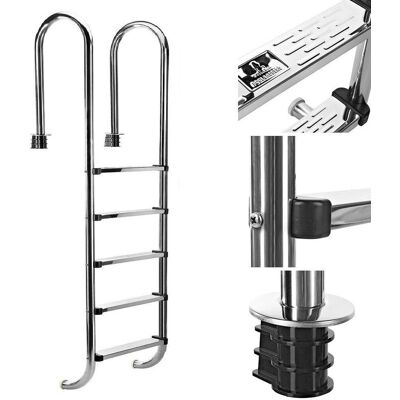 BC-ELEC Échelle de piscine 4 marches - Acier inoxydable 183cm - Gris - Publicité BC-ELEC Échelle de piscine 4 marches - Acier inoxydable 183cm - Gris - Publicité