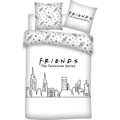 Ensemble de Lit Microfibre Friends - 240x220cm - Inclut Housse de Couette & Taies - Blanc - Publicité Ensemble de Lit Microfibre Friends - 240x220cm - Inclut Housse de Couette & Taies - Blanc - Publicité