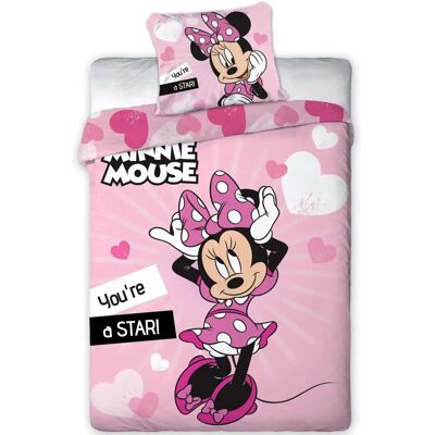 Housse de duvet Minnie Mouse Étoile - 140x200cm - Polyester Rose - Publicité Housse de duvet Minnie Mouse Étoile - 140x200cm - Polyester Rose - Publicité