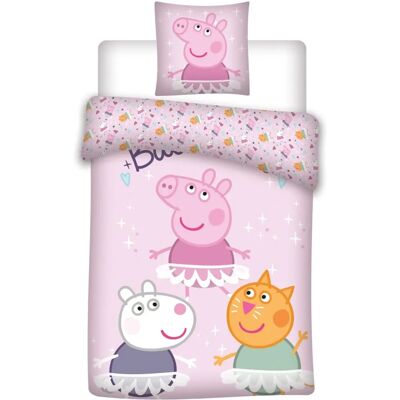 Peppa Pig Roze Katoenen Dekbedovertrek - Kinderbeddengoed 140x200cm Peppa Pig Roze Katoenen Dekbedovertrek - Kinderbeddengoed 140x200cm