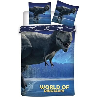 Jurassic World Model - Blauw Dinosauriënpaspoeder - 140x200 cm Jurassic World Model - Blauw Dinosauriënpaspoeder - 140x200 cm