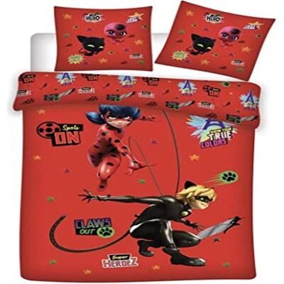 Ensemble de Couette Miraculous Ladybug & Cat Noir - Type de produit - Publicité Ensemble de Couette Miraculous Ladybug & Cat Noir - Type de produit - Publicité