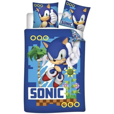 Juego de cama azul Sonic - Microfibra oficial para niños y fans Juego de cama azul Sonic - Microfibra oficial para niños y fans