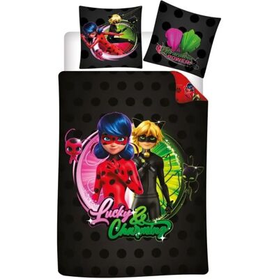Ensemble de lit Miraculous - Housse de duvet 140x200 cm et taie d'oreiller 65x65 cm - Publicité Ensemble de lit Miraculous - Housse de duvet 140x200 cm et taie d'oreiller 65x65 cm - Publicité