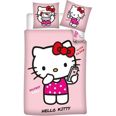 Hello Kitty Roze Bedset - 140x200cm & 65x65cm Hello Kitty Roze Bedset - 140x200cm & 65x65cm