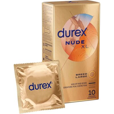 Préservatifs Nude XL Durex - Sensation peau - 10 pcs Préservatifs Nude XL Durex - Sensation peau - 10 pcs