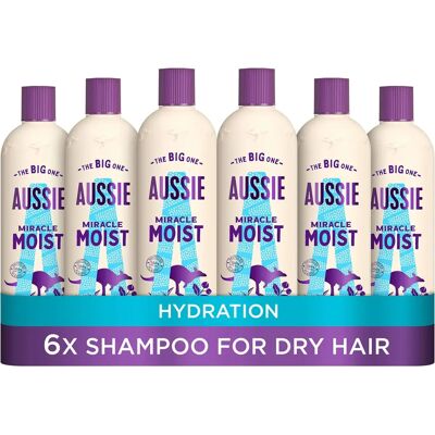 Aussie Miracle Moist Shampoo - Pack of 6 - 300 ml - Cruelty free Aussie Miracle Moist Shampoo - Pack of 6 - 300 ml - Cruelty free