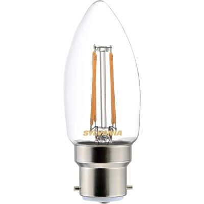 Sylvania B22 Candle Filament Light - Warm 4W 420lm - 827 Sylvania B22 Candle Filament Light - Warm 4W 420lm - 827