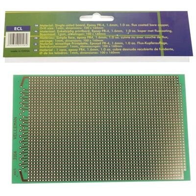Velleman Eurocard 100x160mm - PCB à une face - Vert - Publicité Velleman Eurocard 100x160mm - PCB à une face - Vert - Publicité