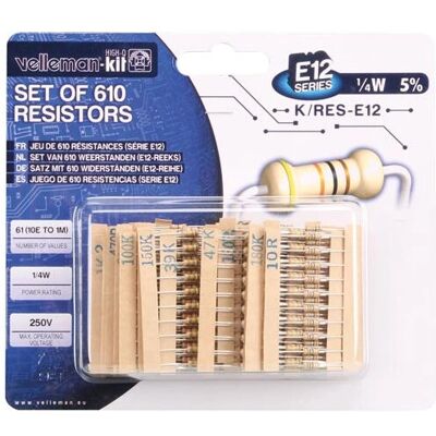 Velleman K/RES-E12 Widerstandssatz - 610 Kohlefaser - Elektronikbauteile Velleman K/RES-E12 Widerstandssatz - 610 Kohlefaser - Elektronikbauteile