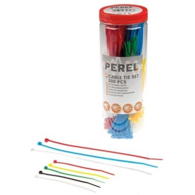 Set de bridas de nylon Perel - Multicolor - Resistente a UV - 300 piezas Set de bridas de nylon Perel - Multicolor - Resistente a UV - 300 piezas