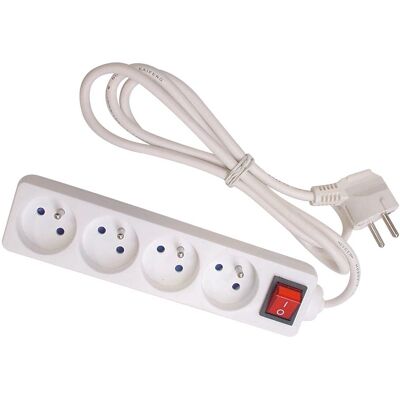 Perel EB4S-3 Extensão de energia - 4 tomadas - 3m - Branco para uso interno Perel EB4S-3 Extensão de energia - 4 tomadas - 3m - Branco para uso interno