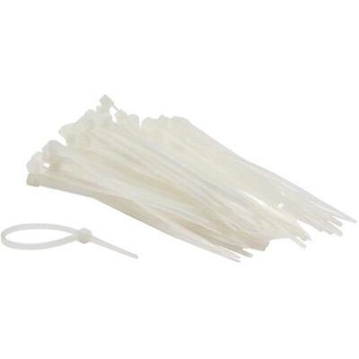 Perel Weiße Nylon Kabelbinder 2.5x100mm - UV-beständig - 100 stk Perel Weiße Nylon Kabelbinder 2.5x100mm - UV-beständig - 100 stk