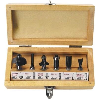 Toolland Modello - Set di frese per legno - 6 pezzi in scatola di legno Toolland Modello - Set di frese per legno - 6 pezzi in scatola di legno