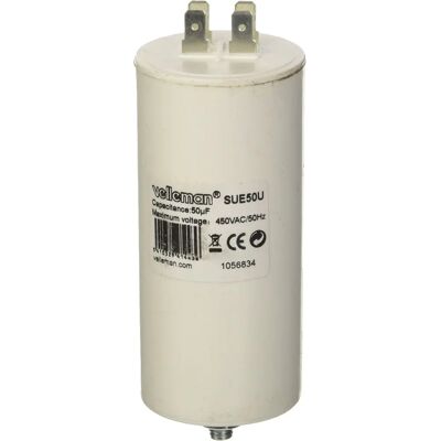 Velleman Condensateur de Démarrage - 50μF, 450V, Ignifuge, Connecteurs Doubles - Publicité Velleman Condensateur de Démarrage - 50μF, 450V, Ignifuge, Connecteurs Doubles - Publicité