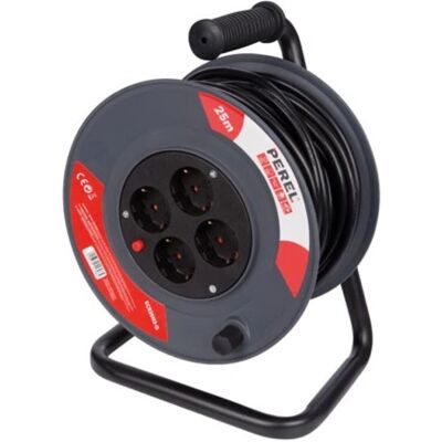 Bobine de câble de 25 m - Usage intérieur - 4 prises avec terre - Publicité Bobine de câble de 25 m - Usage intérieur - 4 prises avec terre - Publicité