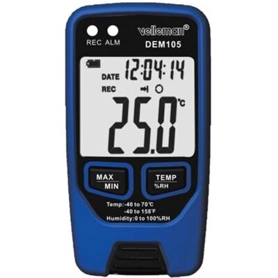 Velleman Data Logger - Temperatuur & Vochtigheid - USB - LCD - Zwart/Blauw Velleman Data Logger - Temperatuur & Vochtigheid - USB - LCD - Zwart/Blauw