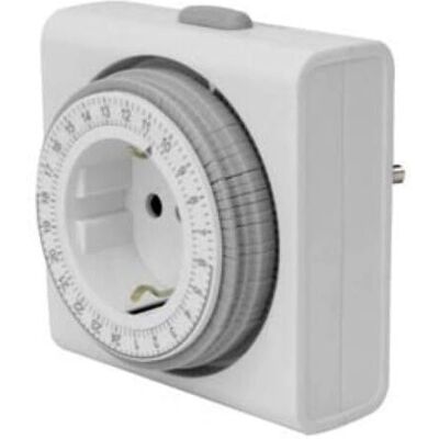 Perel Temporizador Compacto de 24 horas - Mecánico, 230V, Blanco Perel Temporizador Compacto de 24 horas - Mecánico, 230V, Blanco