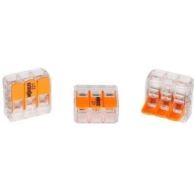 Bloque de terminales eléctrico WAGO - Serie 221 - Transparente, Naranja - 4 mm² Bloque de terminales eléctrico WAGO - Serie 221 - Transparente, Naranja - 4 mm²