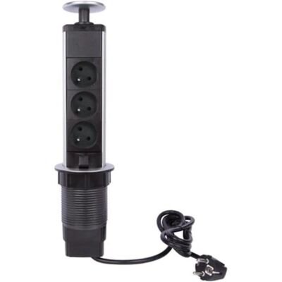 Velleman Extensão retrátil de 3 tomadas - Tipo E francês - 3680W Velleman Extensão retrátil de 3 tomadas - Tipo E francês - 3680W