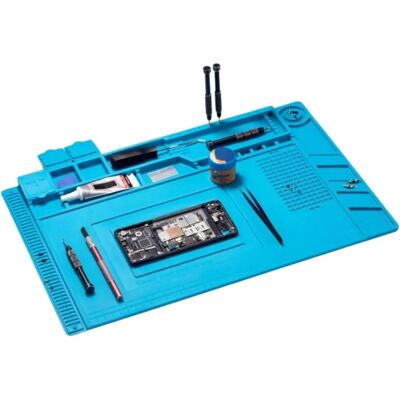 Velleman Siliconen soldeermat - Hittebestendig 500°C, Blauw, 46x2x31cm - Soldeermat Velleman Siliconen soldeermat - Hittebestendig 500°C, Blauw, 46x2x31cm - Soldeermat