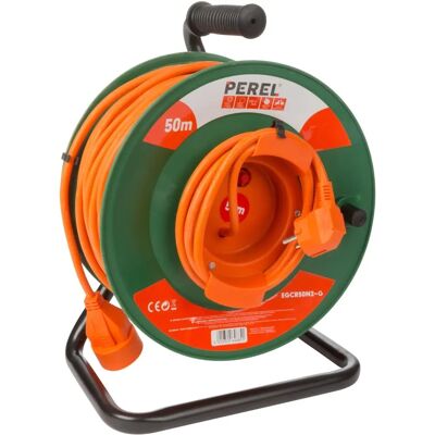 Perel Grüner 50m Verlängerungskabel auf Rolle - Indoor Perel Grüner 50m Verlängerungskabel auf Rolle - Indoor