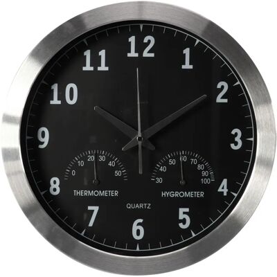 Velleman Aluminium Wall Clock with Thermometer & Hygrometer - Ø 35.5 cm Velleman Aluminium Wall Clock with Thermometer & Hygrometer - Ø 35.5 cm