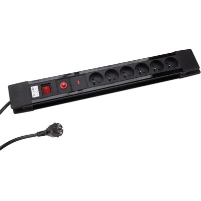 Multiprise Perel avec interrupteur - Protection surtension & surcharge - 6 prises - Noir Multiprise Perel avec interrupteur - Protection surtension & surcharge - 6 prises - Noir