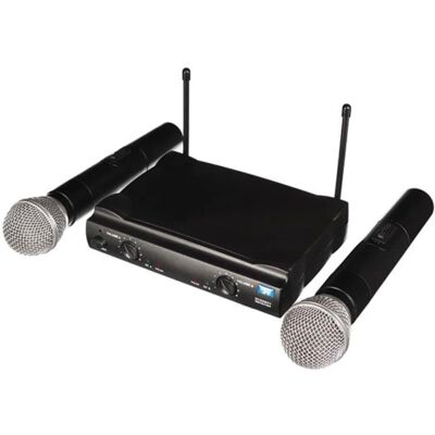 Microfone UHF sem fio - Canal duplo - HQ Power Microfone UHF sem fio - Canal duplo - HQ Power