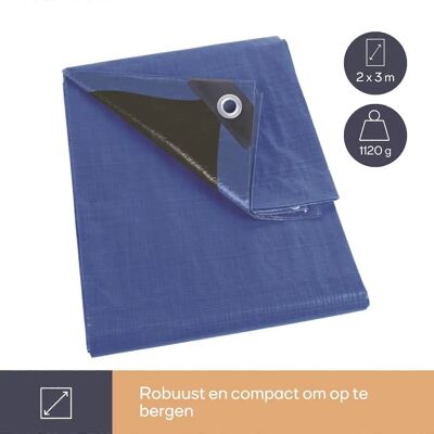 Perel Blau/Schwarz Wasserdichtes Tarpaulin - 2x3m - Außenschutz Perel Blau/Schwarz Wasserdichtes Tarpaulin - 2x3m - Außenschutz