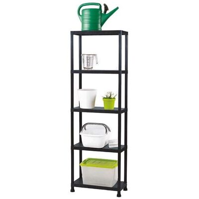 Perel Aufbewahrungsregal - 5 Regale - Schwarz - 80x30x181cm Perel Aufbewahrungsregal - 5 Regale - Schwarz - 80x30x181cm