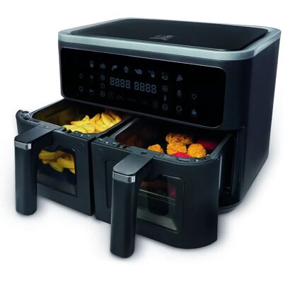 Fritel 8480 DUO Heißluftfritteuse - Doppelkorb, 2400W, Schwarz Fritel 8480 DUO Heißluftfritteuse - Doppelkorb, 2400W, Schwarz