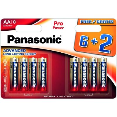 Piles Panasonic LR6 Power AA 6+2 Pack - Batterie - Publicité Piles Panasonic LR6 Power AA 6+2 Pack - Batterie - Publicité